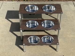 Raised Pet Bowls for Cats and Dogs, Outdoor Elevated Dog Cat Food and Water Bowls Stand Feeder on Aluminum Legs with 2 Stainless Steel Bowls Sizes for Small Medium and Large Dogs. - Medium (Tosca)