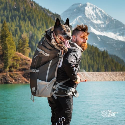 K9 Sport Sack Kolossus - X-Large, Black - The Big Dog Backpack - Ideal for Dogs 23-25” Long - Fully Adjustable Pet Carrier - Doubles as a Professional-Grade 60L Hiking Pack