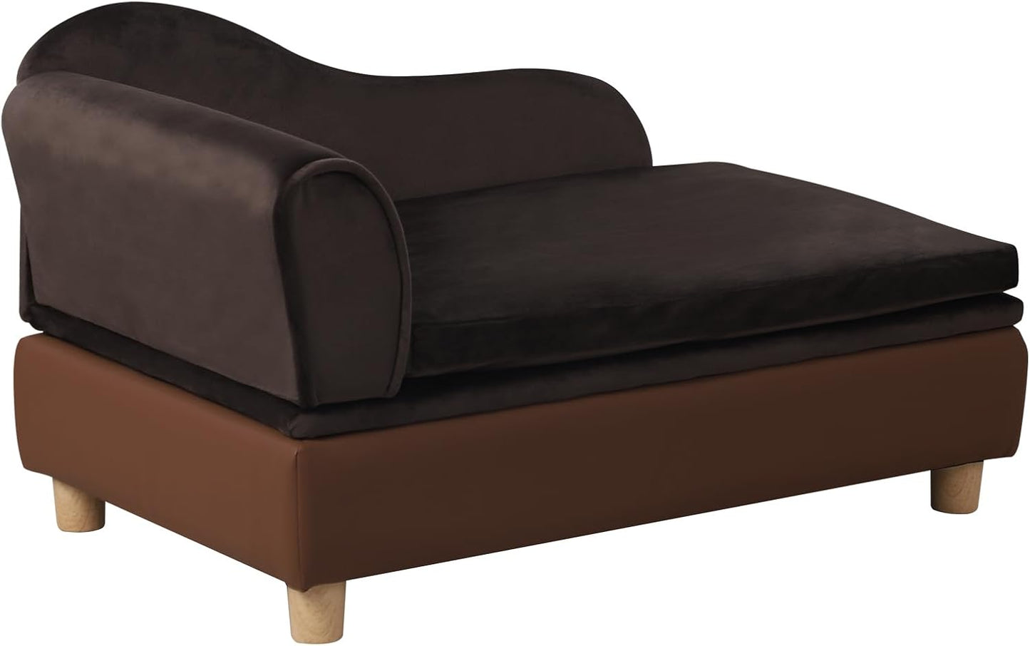 Pet Bed Sofa, Puppy Bed with Storage, Small Dog Couch with Removable & Washable Cushion, Comfy Pet Couch Bed for Cats & Puppy (Brown)