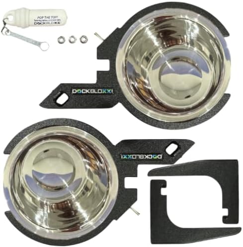 Dock Mounted Dog Bowl & Holder – Includes 2 Bowls-UV & Rust-Resistant, Marine-Grade, Easy No-Drill Installation, Made in the USA- Fits a 4" Square Post