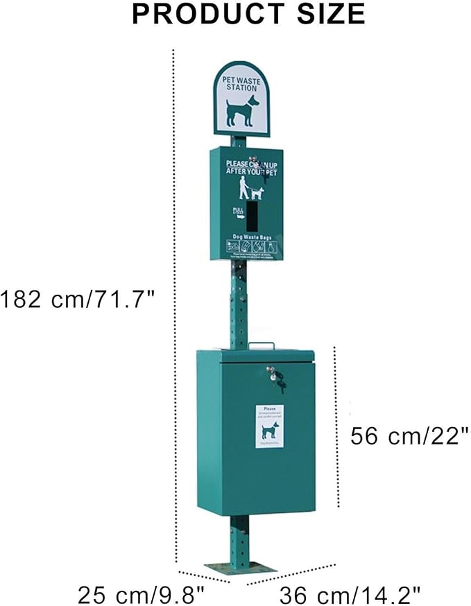 Outdoor Dog Waste Disposal Station 26.4 Gal,Parks Pet Cat Feces Cleaning Garbage Can Floor Standing