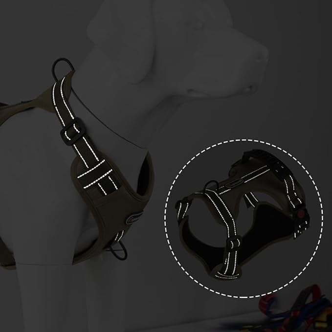 L Size Tactical Dog Harness No Pull Adjustable Pet Vest Collars with Handle and Reflective Trim, Training Harnesses for Boy and Girl Large Dogs and Medium Small Size Pet