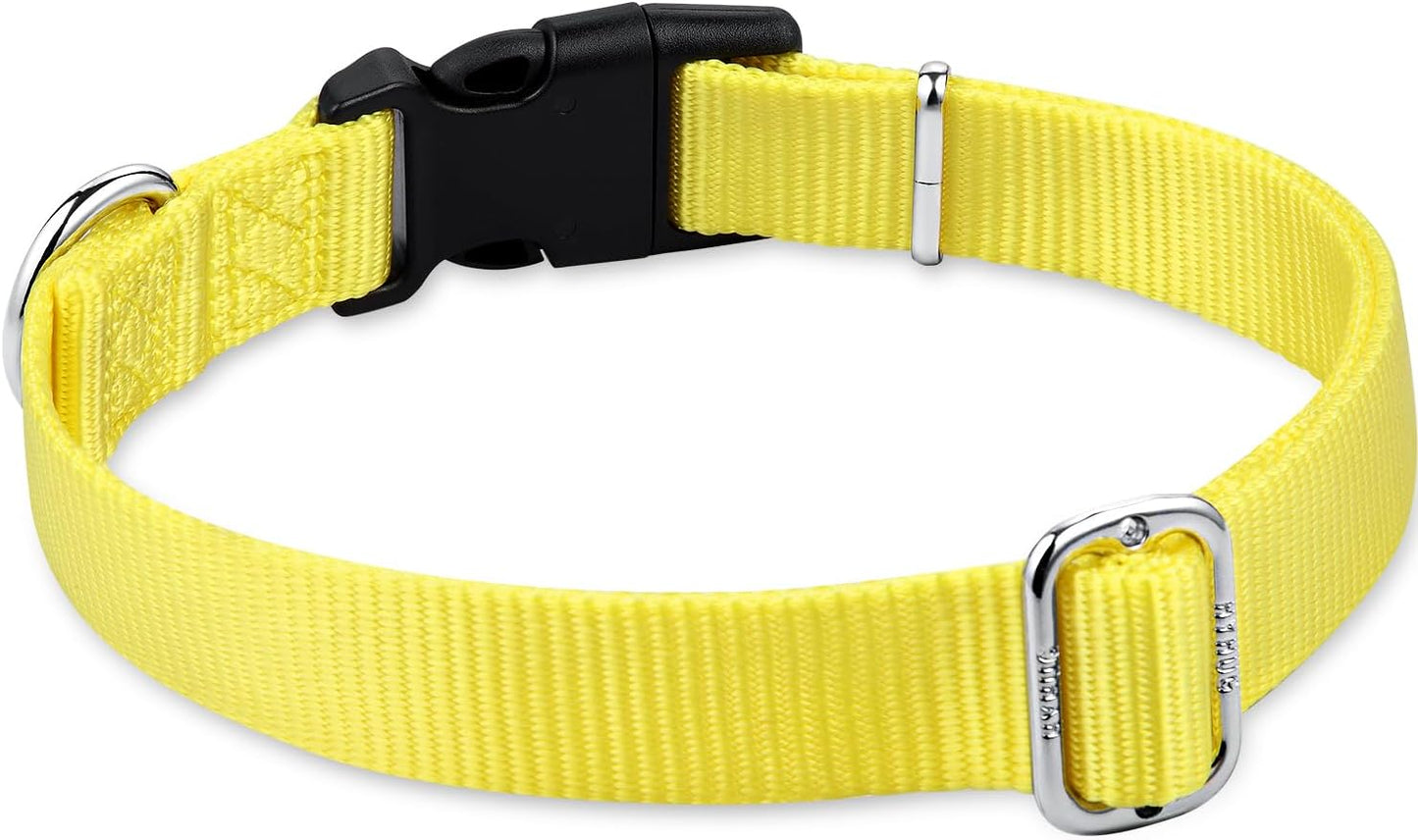 Hyhug Small Dog Collar Quick-Release Yellow| Heavy-Duty Nylon Puppy Collar, Adjustable & Durable Pet Supplies for Boy & Girl Dogs (Small, Illuminating Yellow)