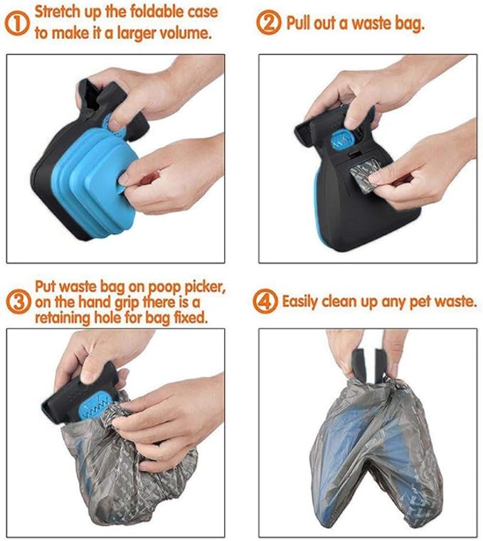 Dog Pooper Scooper, Portable Dog Poop Scooper with Waste Bags for Large & Small Dogs,Heavy Duty Dog Waste Cleaner,Dog Waste Pick Up,Easy to Use for Grass, Dirt, Gravel,Beige,S