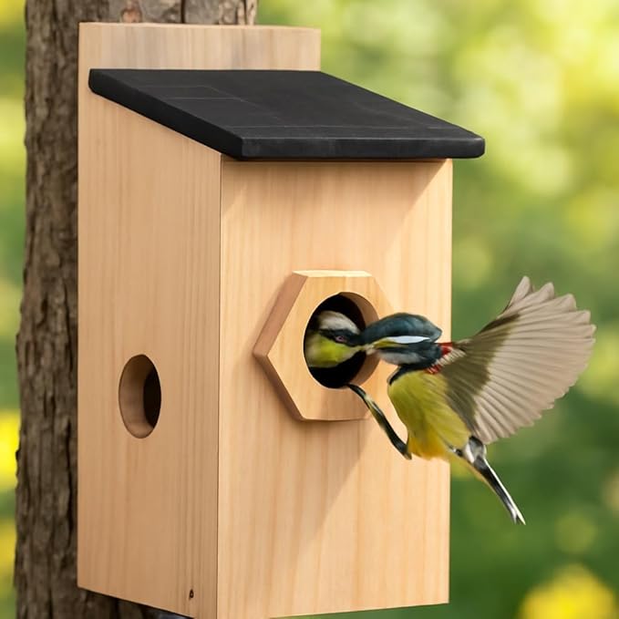 Bird House for Outside – Rustic Hanging Birdhouse for Bluebirds & Cardinals, Decorative Outdoor Bird Nesting Box for Garden, Tree, Fence 2pcs