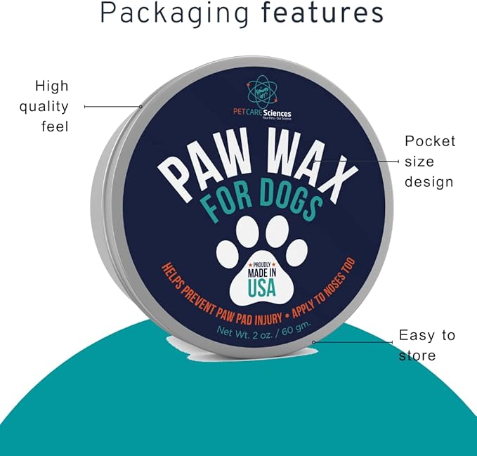 Paw Wax - 2 Oz Tin of Dog Paw Balm for Dry Paws - Paw Soother for Dogs - Paw Pad Moisturizer - Dog Paw Cream - Cat Paw Balm or Snout Soother for Dogs