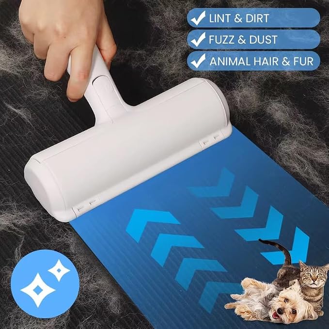 Reusable Pet Hair Remover Roller β Dog & Cat Fur Lint Cleaner for Sofa, Carpet, Bed & Car Seats β No Adhesive Required (White/Green)