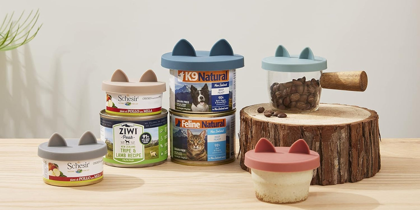 OHMO 2 Pack Cat Food Can Lids, Small Size (3 oz) Silicone Pet Food Can Lids Covers for 3 oz Cat Food Cans, Light Green