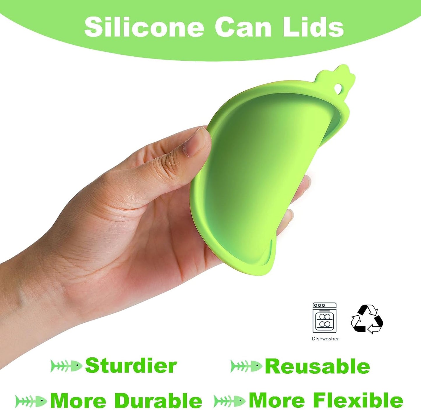 Comtim Cat Food Can Covers Lids for 5.5 oz Cans, 2 Pack Silicone Cat Food Can Lids for 5.5 oz 5.3 oz Cans...Pet Food Can Covers Reusable Can Toppers Savers for Wet Food (Green)