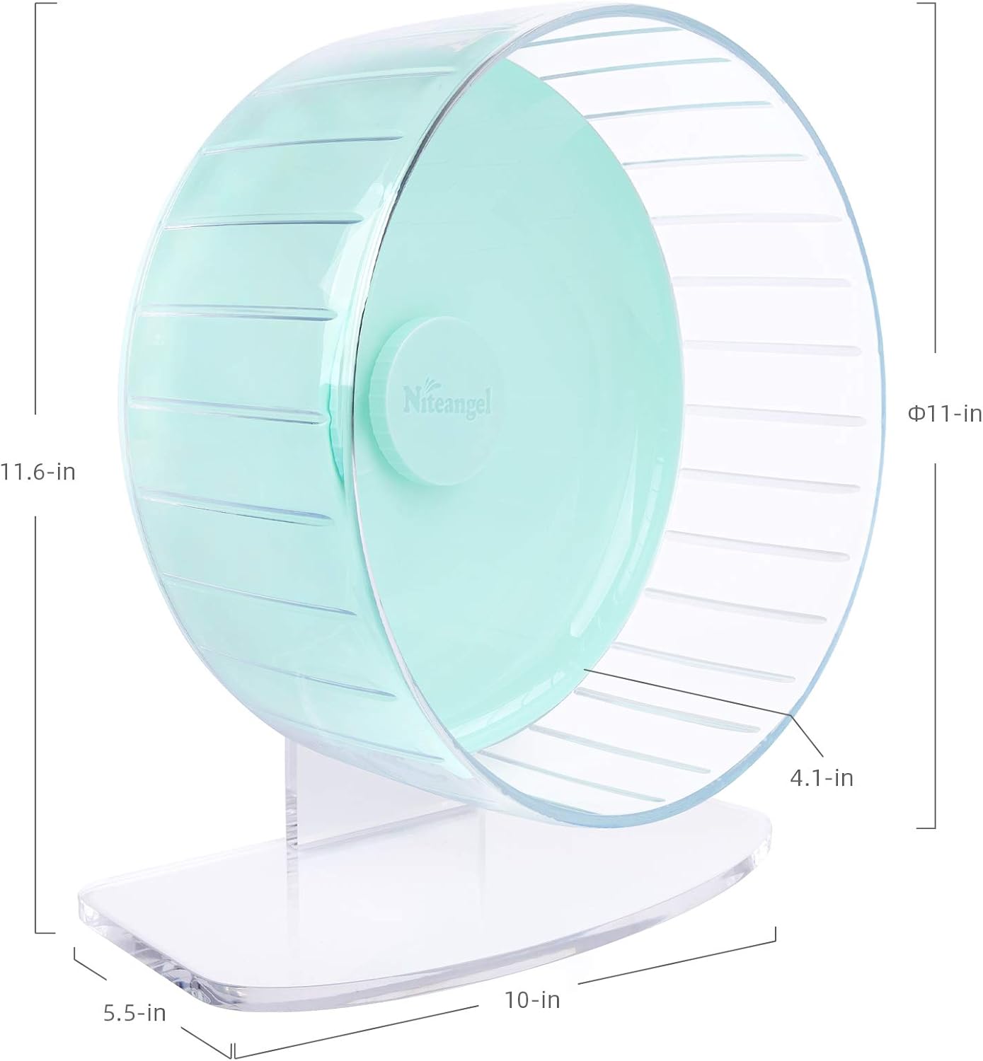 Niteangel Super-Silent Hamster Exercise Wheels: - Quiet Spinner Hamster Running Wheels with Adjustable Stand for Hamsters Gerbils Mice Or Other Small Animals (L, Mint Green)