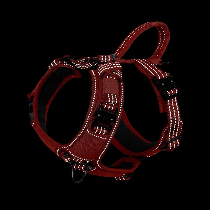 ICEFANG Dog Halter Harness with Metal Buckles,Dog Strap Vest for Small Dogs | Control Handle,Summer-Cooling,Reflective,Front Hook,Adjustable,Soft Padded,No Pull,Orange,Small