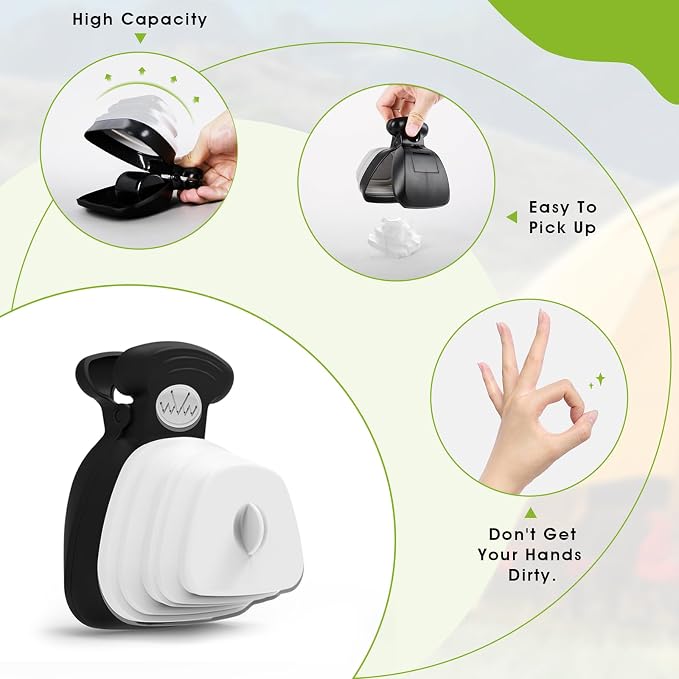 SUPERDESIGN Portable and Versatile Pet Poop Scooper, Ideal for Walking Traveling and Camping with Small and Large with CLeash Clip and Garbage Bag Bin Dogs Poop Scooper Small