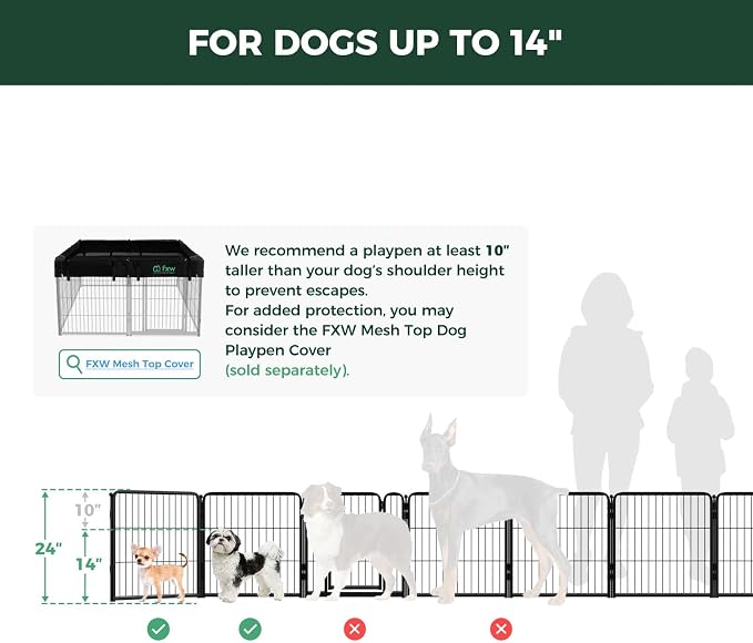 FXW Homeplus Indoor Dog Playpen with Divider Connectors, 24" H, 12 Panels | Calm Indoor Play Area, Two-Zone Layout, For Puppies & Small Dogs, Patented
