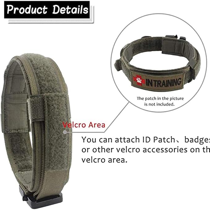Tactical Dog Collar and Leash Set for Large Dogs with Control Handle,Green | 1000D Heavy-Duty Nylon Fabric,Quick-Release Metal Buckle,Adjustable Fit,Soft-Padded Webbing,D-Ring,for Training & Hiking,S