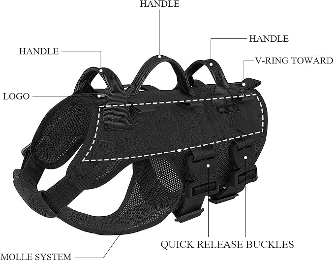 Tactical Dog Harness No Pull for Large Working Dogs Military Dogs Vest Police Service Training Dogs Molle Harnesses with Handle … …
