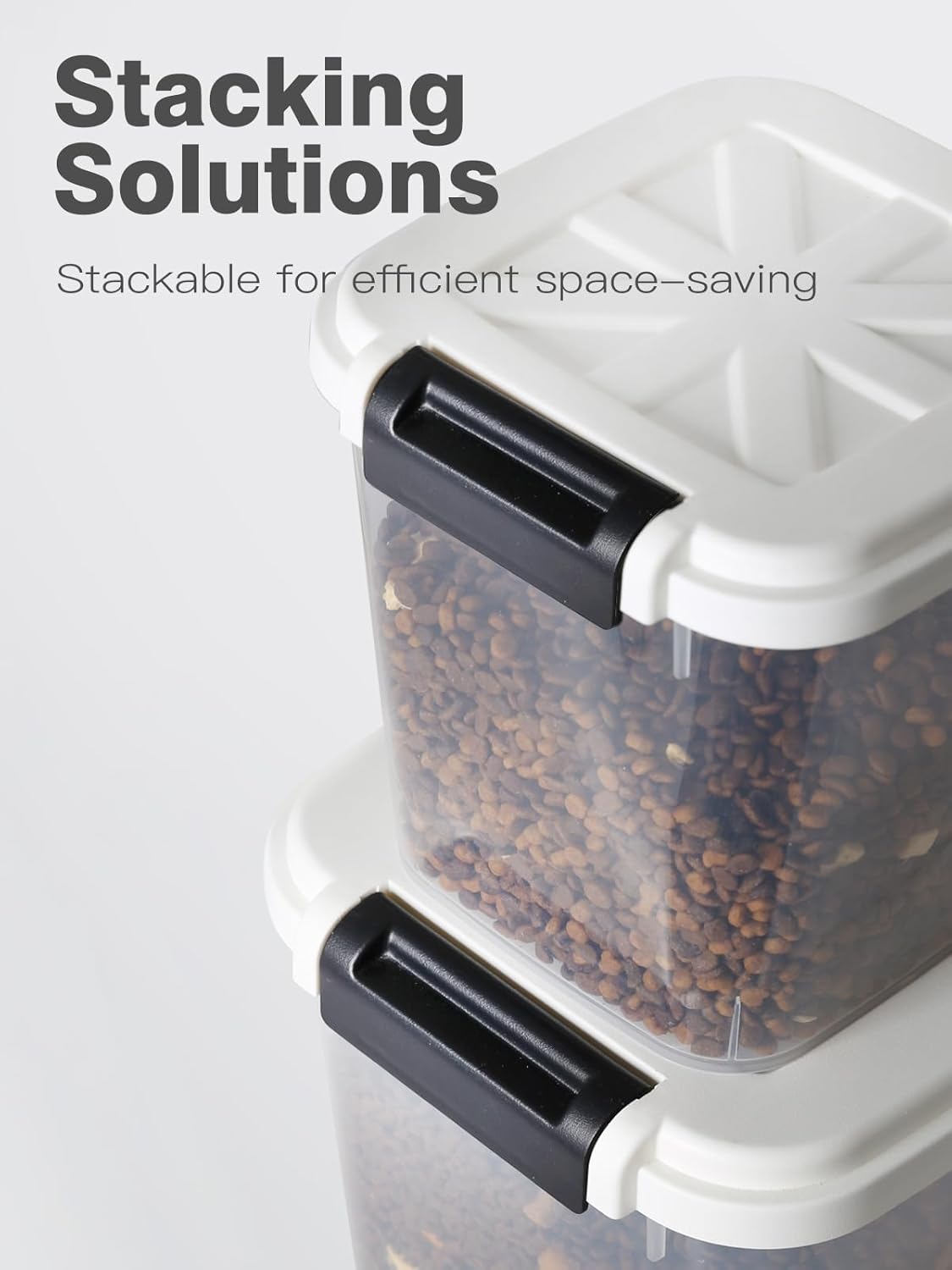 Airtight Rice Storage Container 50 lbs, Attachable Wheels, for Dog Cat Bird and other Pet Food Storage Bin, Keep Fresh, Easy Mobility, BPA Free, White