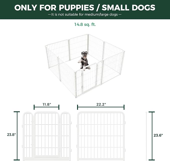 FXW Homeplus Indoor Dog Playpen with Fence-to-Wall Anchors, 24" H, 8 Panels | Calm Indoor Play Area, 4 Wall Anchors for Flexible Boundaries, for Puppies & Small Dogs, Patented