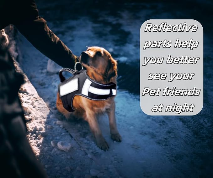No Pull Service Dog Vest Harness (XXL) with Soft Handle and Reflective Stripe for Service Dogs Adjustable Padded Vest with Removable Reflective Patches for Medium and Large Dogs