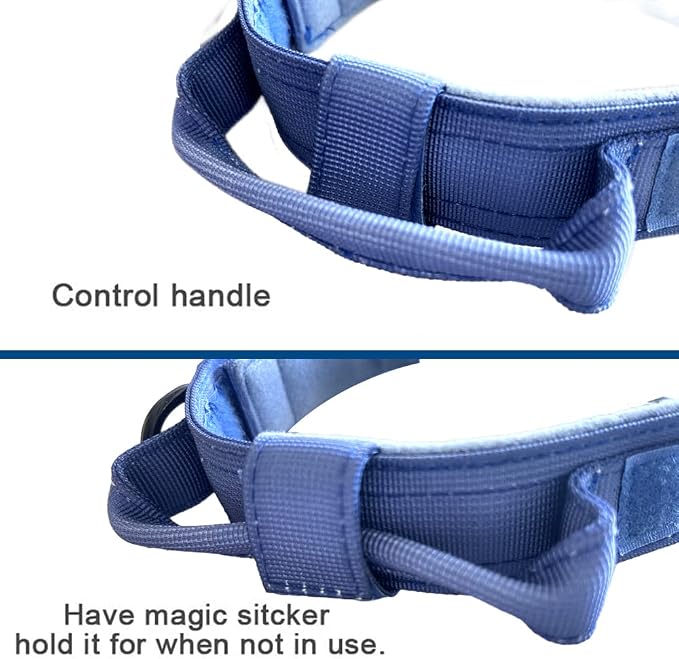 Tactical Dog Collar and Leash Set for Large Dogs with Handle,Dark Blue,L | 1000D Heavy-Duty Nylon Fabric,Quick-Release Metal Buckle,Adjustable Fit,Soft-Padded Webbing,D-Ring,for Training & Hiking