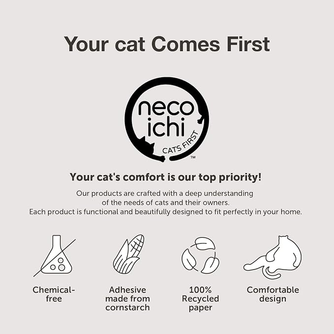 Necoichi Cardboard Cat Scratcher Bed for Indoor Cats - Cat Scratching Board, Horizontal Cat Scratch Pad Lounger with Reversible Usability and Extra Comfort for Lounge, Curved (22" Large, Dark Cherry)
