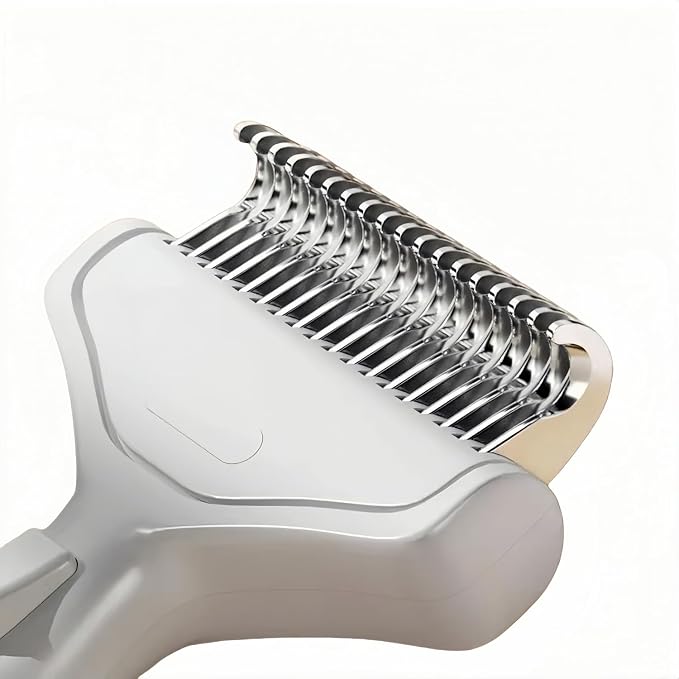 Undercoat Rake for Dogs & Cats, 3-in-1 Skin-Friendly Pet Fur Brush with One-Click Self-Clean Button, Deshedding Dog Brush for Long haired Pets, Cat Comb Removes Matted Fur & Loose Hair