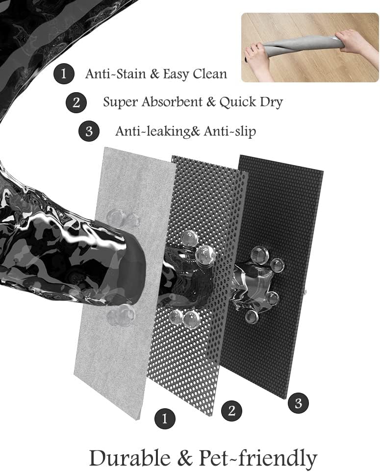 Pet Feeding Mat-Absorbent Dog Mat for Food and Water Bowl-No Stains Quick Dry Water Dispenser Mat-Dog Accessories Pet Supplies-Bowl for Messy Drinkers(LIGHTGREY,17"x28"