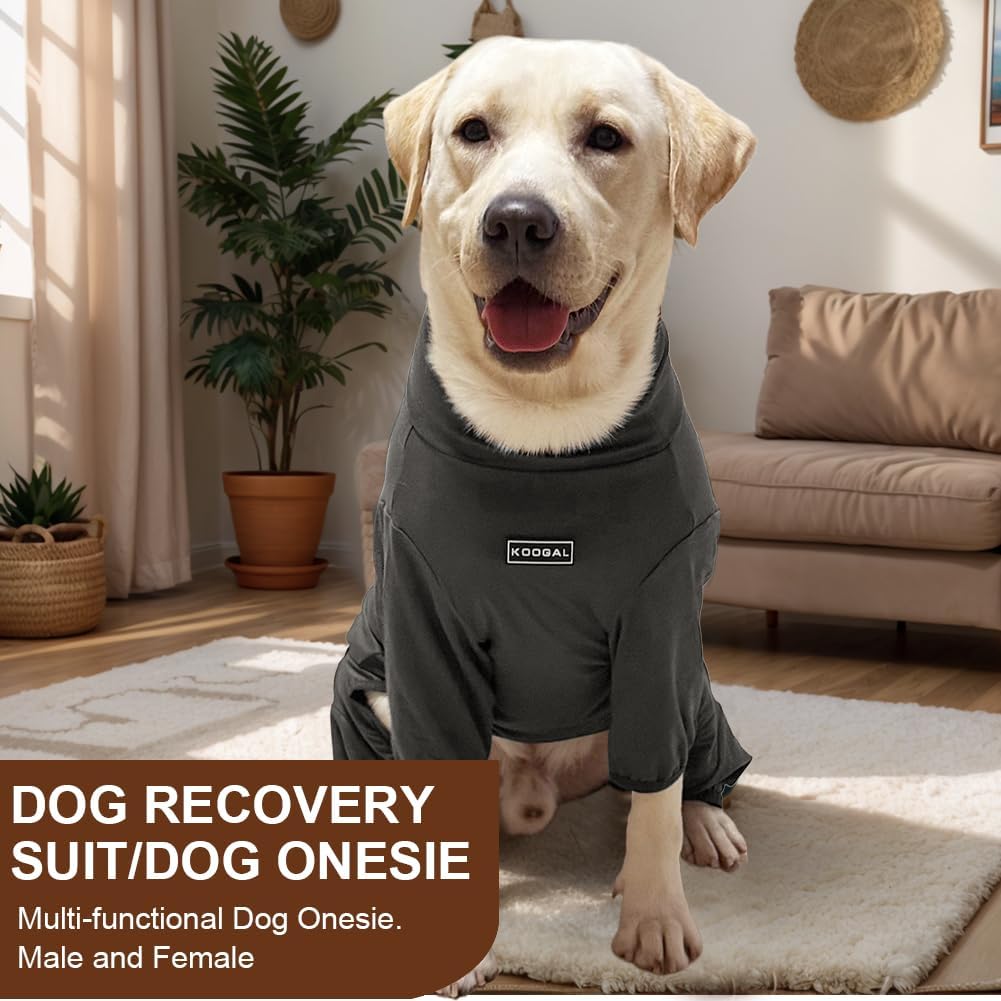 Dog Pyjamas PJS Sweater Clothes and Home Clothing Suitable for Medium to Large Breeds of Dogs, Dog Neutering Suits, Extra-Large Stretch Fabric, Four-Legged Clothes (Thin Dark Gray, 2XL)