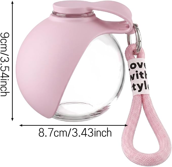 2 in 1 Portable Dog Water Bottle - No-Spill Pet Water Dispenser Feeder with Foldable Silicone Bowl, 9.64Oz Compact and Reusable Tumbler for Outdoor Activities (Pink)