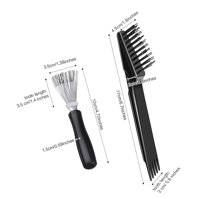 Boao 2 Pack Hair Brush Cleaning Tool,2-in-1 Comb Rake and Brush Cleaner for Removing Hair,Dust and Buildup,Mini Hairbrush Accessory for Home&salon(Black, Wood Color,Black Polished Wooden Handle Rake)