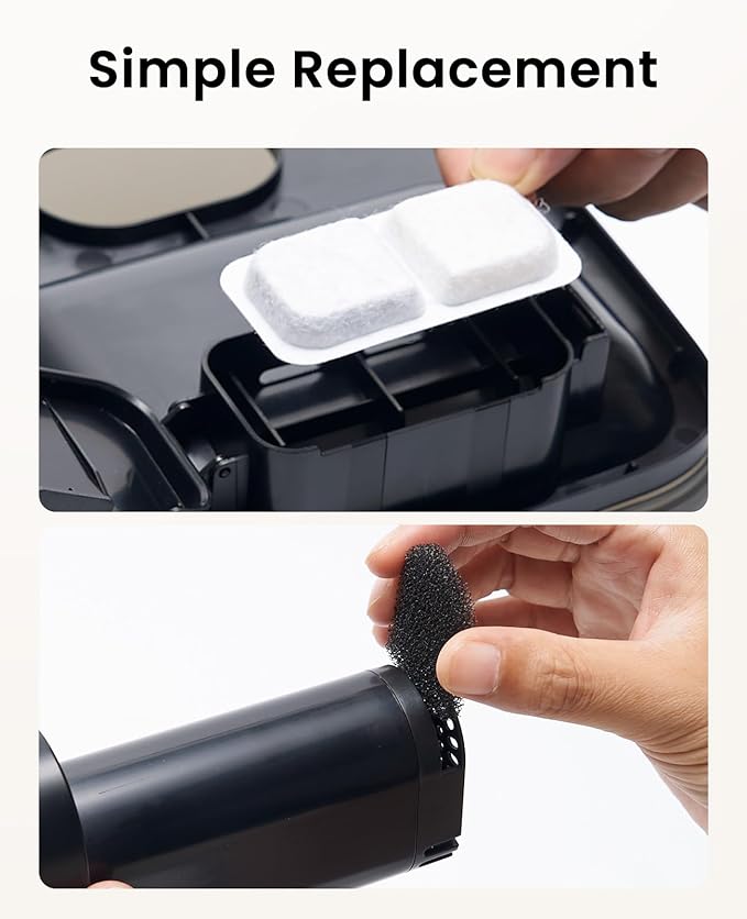 oneisall 8 Replacement Filters 4 Months Set for Cat Water Fountain PW13 PW14, Replacement Filters and Sponges for Ultra Quiet Pet Water Fountain, White 8 Count (Pack of 1)