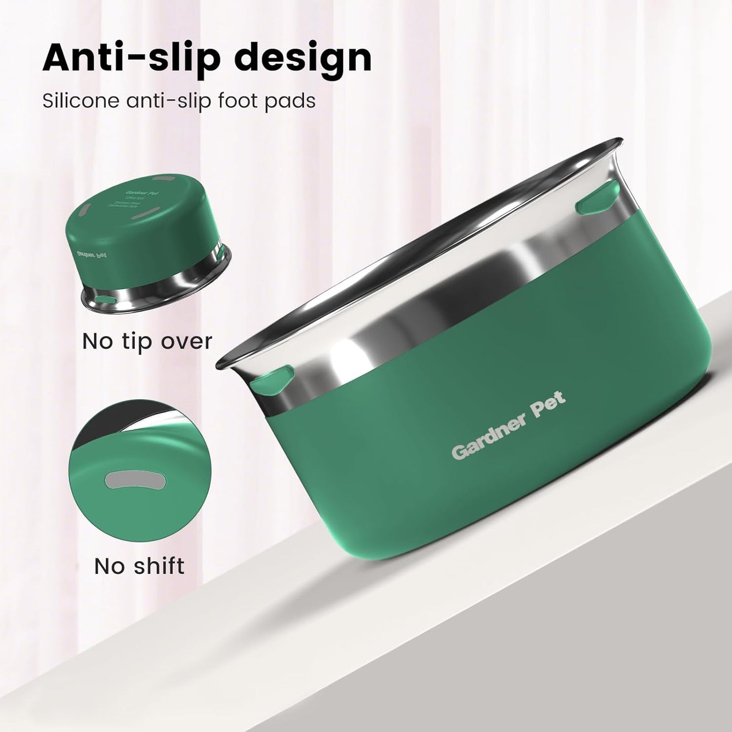 Gardner Pet Dog Bowls 1 Gallon (3.85L) Stainless Steel No Spill Dog Water Bowl, Slow Water Feeder Metal Bowls, Spill Proof Water Dispenser for Large Dogs, Promotes Healthy Hydration