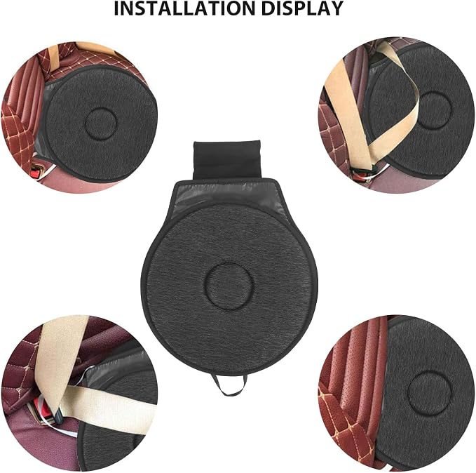 360 Rotating Seat Cushion for Car,Swivel Seat Cushion for Car for Elderly, 360 Rotating Car Seat Non Slip Cushion Support, Portable Rotating Car Seat Cushion for Elderly, Adult and Pregnant (Black)