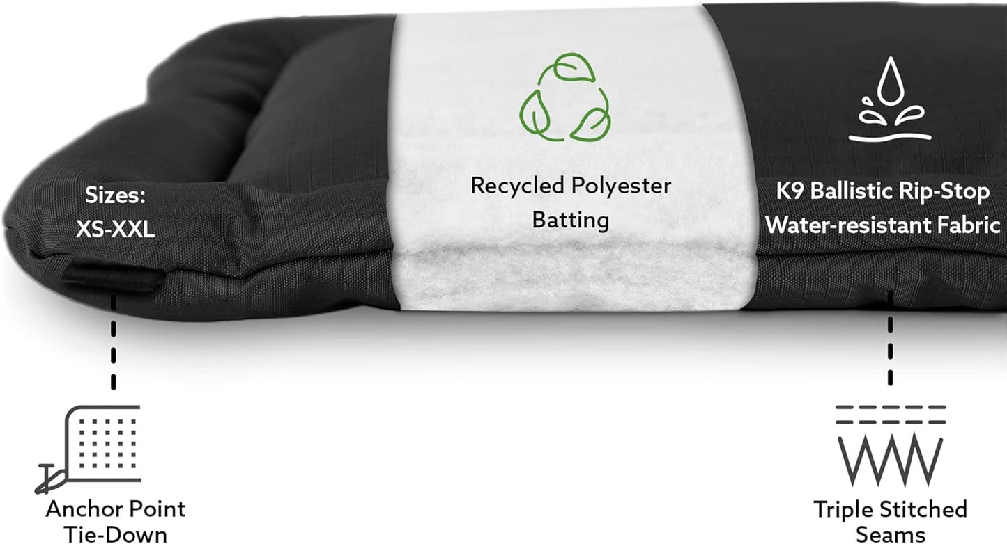 K9 Ballistics Tough Ripstop Dog Crate Pad - Durable & Machine Washable with Non-Skid Bottom and 120-Day Warranty, Fits 36" Wire Crates - Medium, Light Gray Velvet