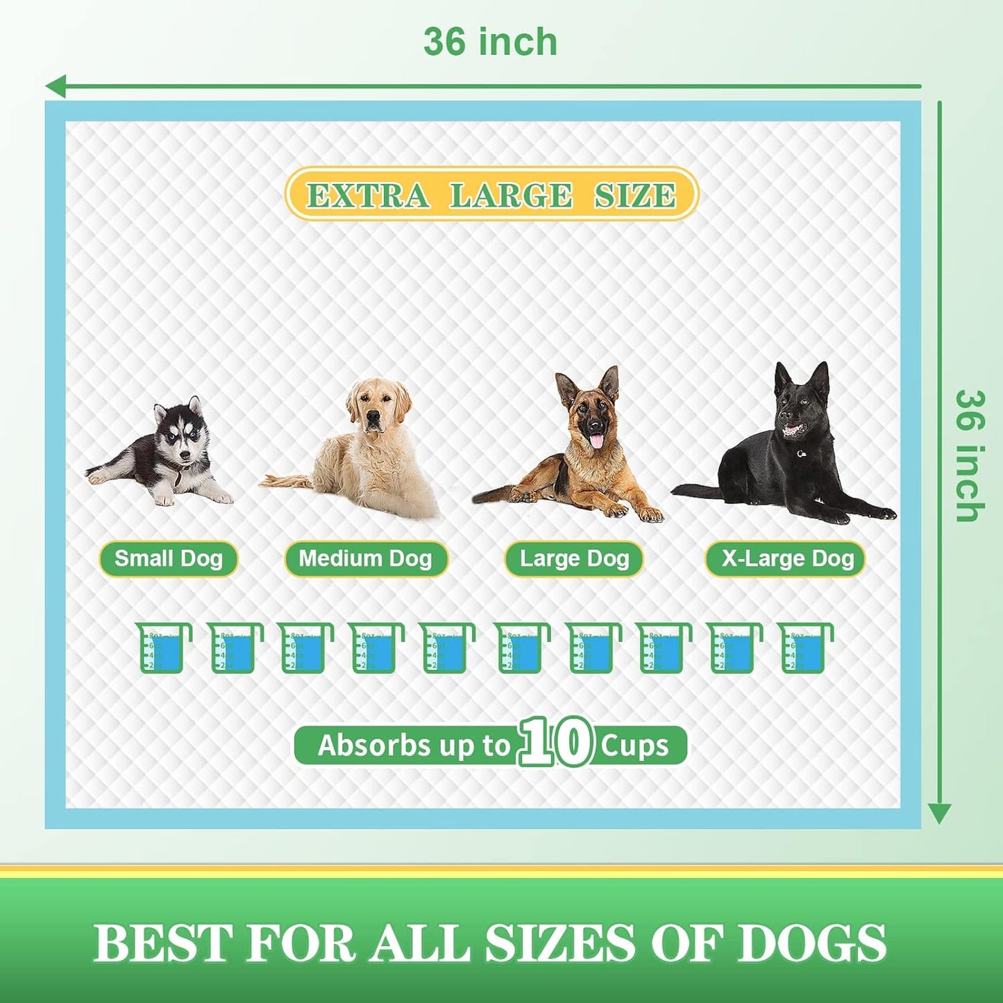 Dog Pee Pads Extra Large, 36"x36" Puppy Pads for Training, Leak-Proof Pee Pads for Dogs, Super Absorbent Puppy Potty Pads, Disposable Pet Pads for Puppies, Cats, Rabbits (30-Count)