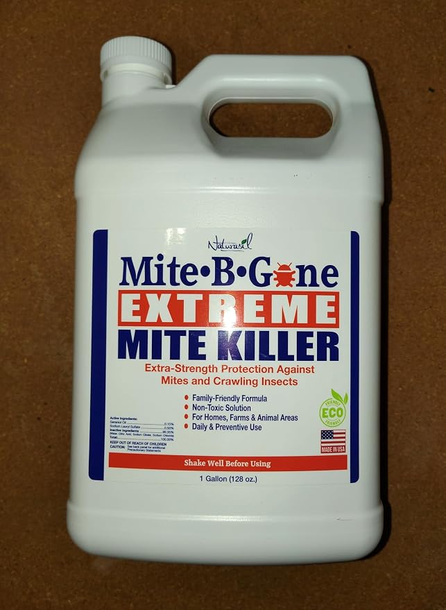 Mite-B-Gone Extreme Mite Killer Spray – 4 Pack (1-Gallon Jugs) | Large-Area Natural Mite Treatment for Farms, Coops, Barns, RVs & Outdoor Gear | Fast-Acting, Non-Toxic, Family-Friendly Formula