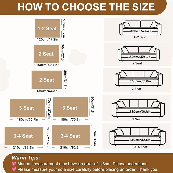 OTOB Couch Cover for Dogs Washable, Non Slip Plush Fuzzy Sofa Covers for 3 Cushion Couch Pet Friendly, Soft All Seasons Sofa Slipcover Cozy Furniture Protector (Cream, 31.5" x 82.7")