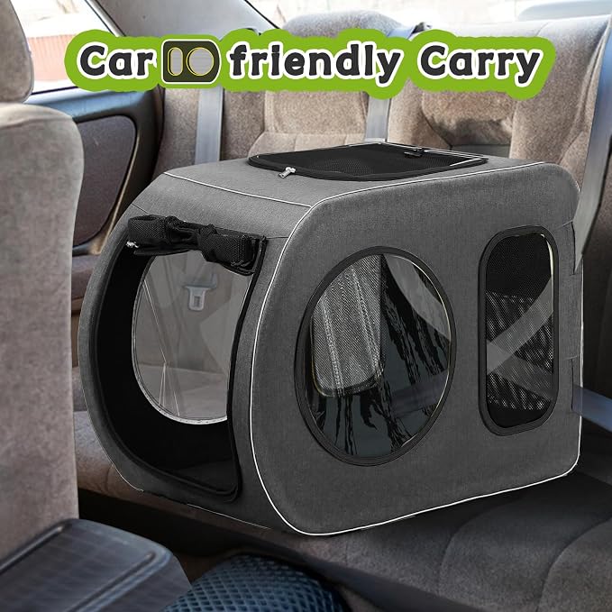 Saudism Large Dog Stroller for Medium Dogs,Pet Stroller for 2 Small Dogs, Foldable Jogger Wagon with Detachable Carrier for Car Seat, Adjustable Handle, Up to 90 lbs, Gray