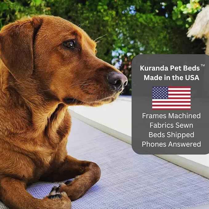 Kuranda Chewproof Elevated Dog Bed – 30" x 20" - Sunsure Textilene - Birch