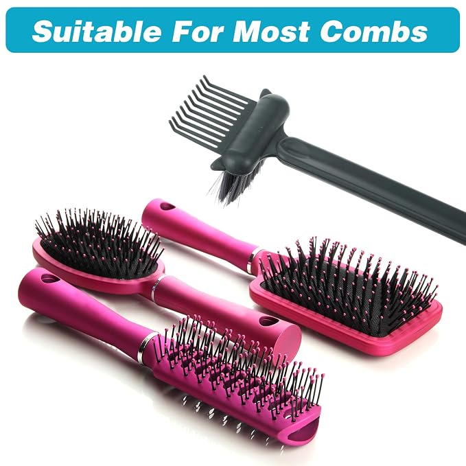 2-in-1 Hair Brush Cleaner Tool Comb Cleaners Portable Hair Brush Cleaning Rake Hairbrush Cleaner Solution with Pick Bristles for Effortlessly Removes Home Salon Travel Use