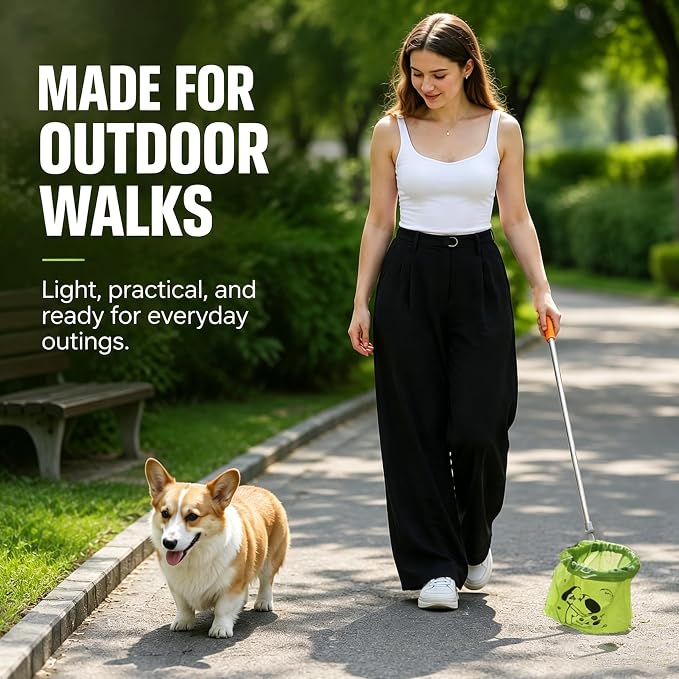 Dog Pooper Scooper with Bags, Long Handle No-Touch Dog Waste Picker Tool | With 90 Rolls Poop Bags, 47 Inch Extendable Handle, No Bending Cleanup, Portable Pooper Scooper for Yard, Walks and Travel