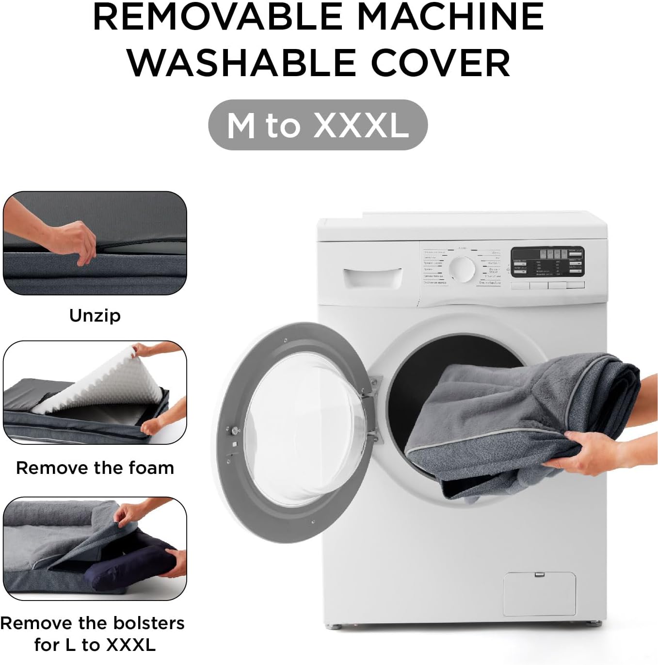 Made4Pets Orthopedic Dog Bed for Extra Large Dogs, Supportive Foam XL Pet Bed Sofa with Washable Removable Cover, Waterproof Large Dog Couch Bed, Non-Slip Bottom and Egg-Crate Foam, Navy Blue