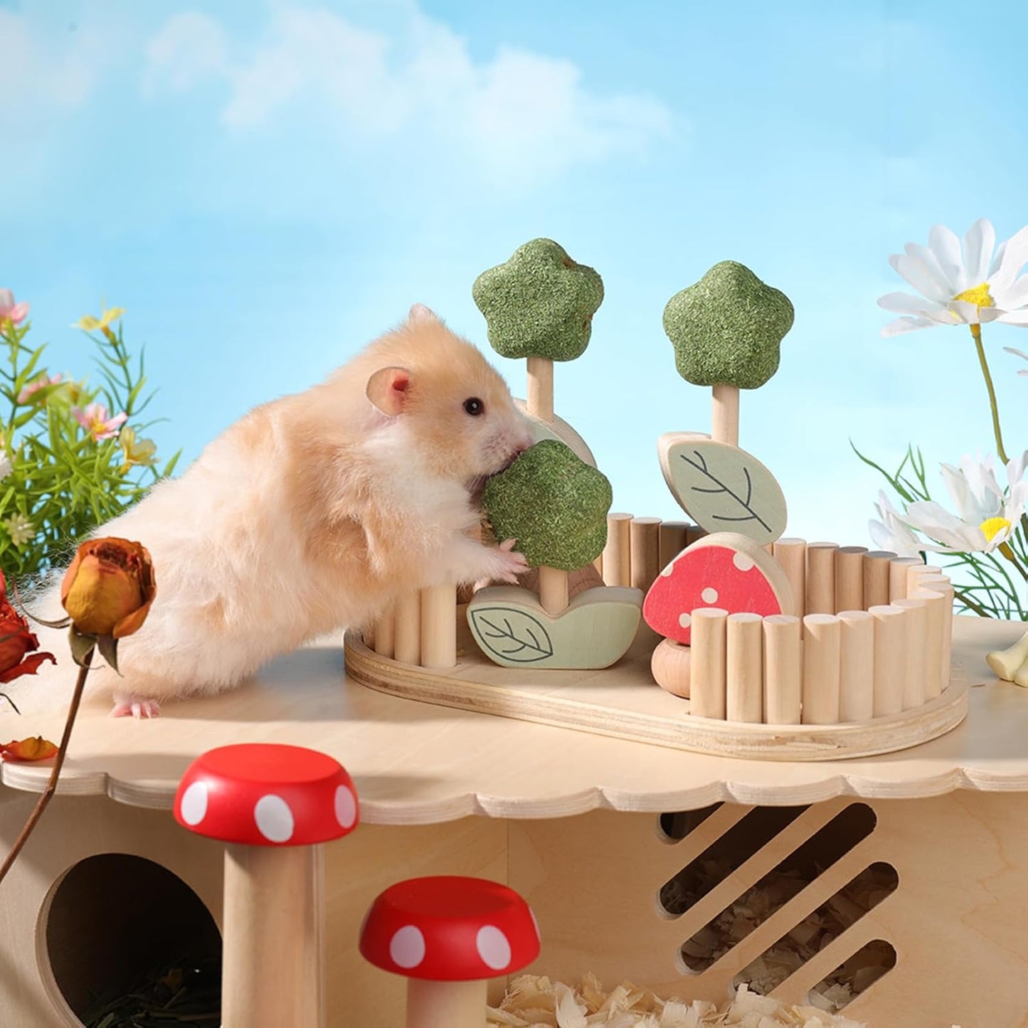 mini&moe Hamster Chew Toys for Teeth - Guinea Pig Chews Enrichment Toys Natural Edible Rabbit Chew Toy for Bunny, Rat, Chinchilla, Gerbils and Others Small Animal