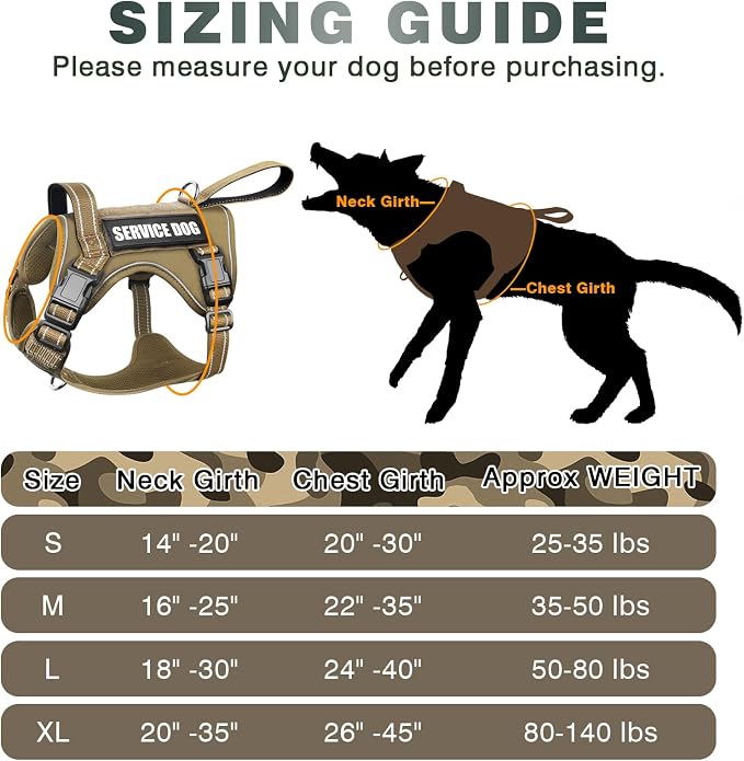 Tactical Dog Harness, No Pull Dog Harness for Medium Large Dogs with Handle & Molle, Military Service Dog Vest Harness in Training Pet Harness for Small Dogs