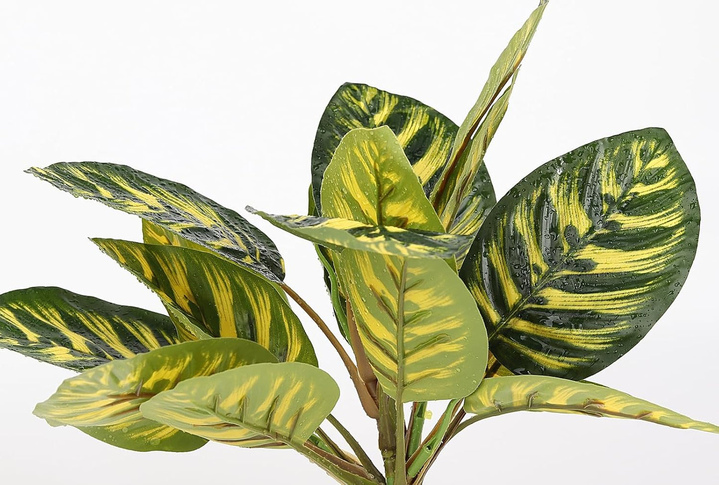 Reptile Terrarium Plants, Bearded Dragon Tank Decor Accessories for Ball Python Leopard Gecko Tree Frog Tarantula Lizard Corn Snake Tortoise Chameleon Crested Gecko - Fake Goeppertia Yellow