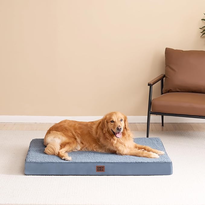 EHEYCIGA Orthopedic Dog Bed Extra Large with Removable Washable Cover, 44IN | Egg Crate Foam Support, Durable Oxford fabric, Non-Slip Bottom, Machine Washable, Soft Waterproof Plush Pet Bed Mat For Crate