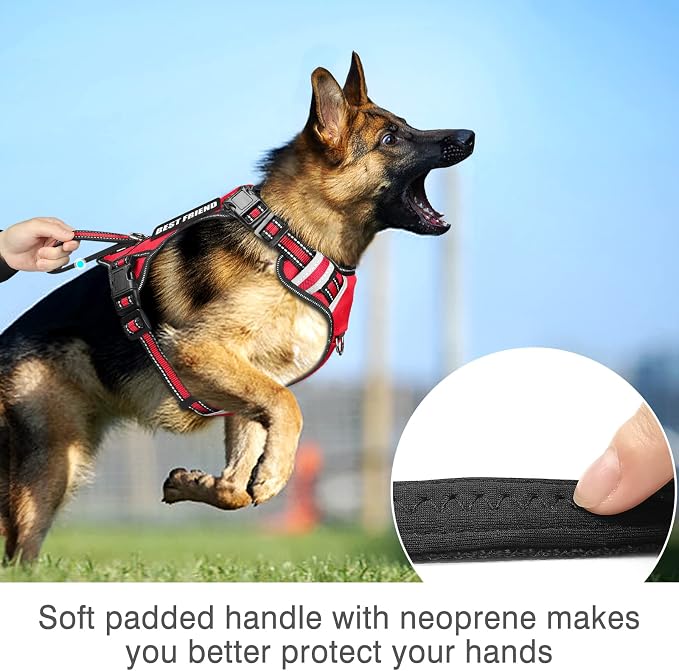 Service Dog Vest No Pull Dog Harness with 7 Dog Patches, Reflective Pet Harness with Durable Soft Padded Handle for Training Small, Medium, Large, and Extra-Large Dogs (Small, Red)