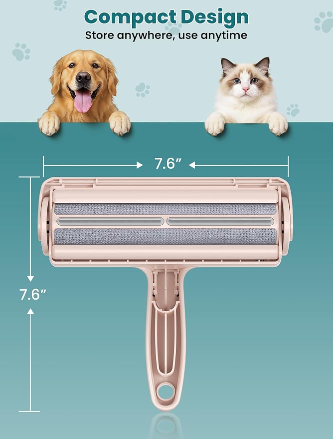 DELOMO Pet Hair Remover Roller: Reusable Lint Roller with Large Fur Bin - Portable Cat and Dog Hair Remover for Couch, Bedding, Car, Rugs & Furniture, Effective and Eco-Friendly, for Multi-Pet Homes
