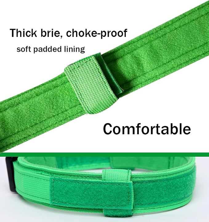 Tactical Dog Collar for Large Dogs with Control Handle,Bright Green,L | 1000D Heavy-Duty Nylon Fabric,Quick-Release Metal Buckle,Adjustable Fit,Soft-Padded Webbing,D-Ring,for Training & Hiking