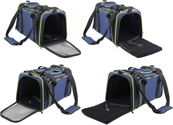 EliteField Expandable Soft Pet Carrier (3 Year Warranty, Airline Approved), Multiple Sizes and Colors Available (17" L x 11" W x 11" H, Navy Blue)
