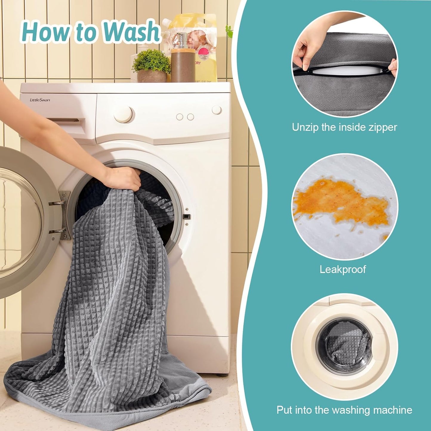 Orthopedic Dog Bed for Large Dog, XL Pet Couch for Extra Large Dog, Big Supportive Foam Bolster Sofa with Waterproof Lining Cover, Anti-Slip, Comfort, Washable, 42x30x7.5 in, U Shape, Grey